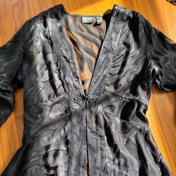 Y2K Additions by Chico's Sheer Zebra Print Blouse Black Funky Chic Size 1 - Picture 12 of 12